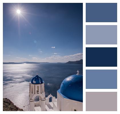 Greece Midday Sun Santorini Image